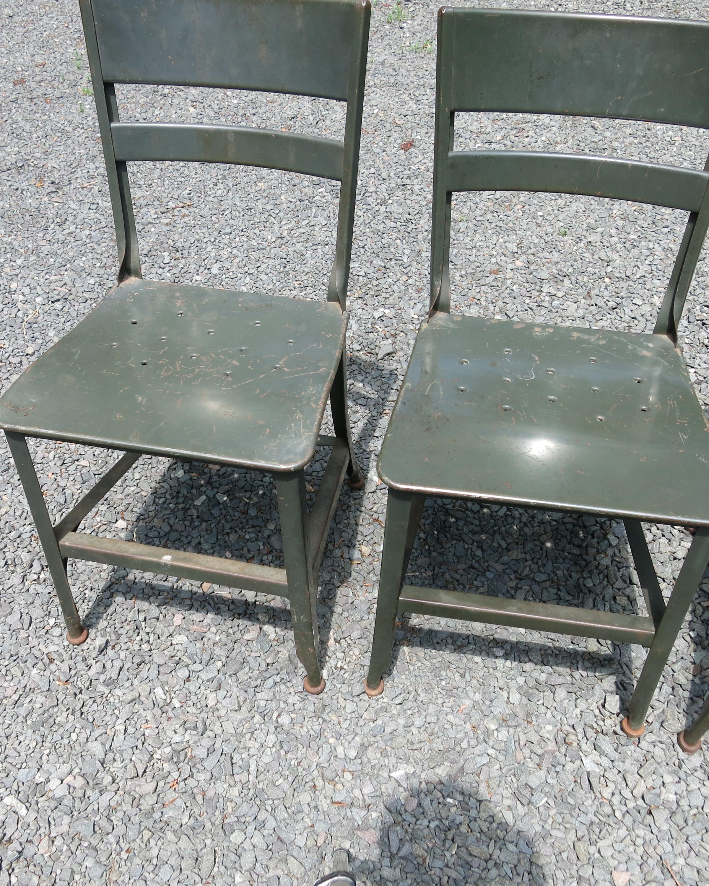 Industrial Vintage Metal Toledo Chairs 4 For Sale