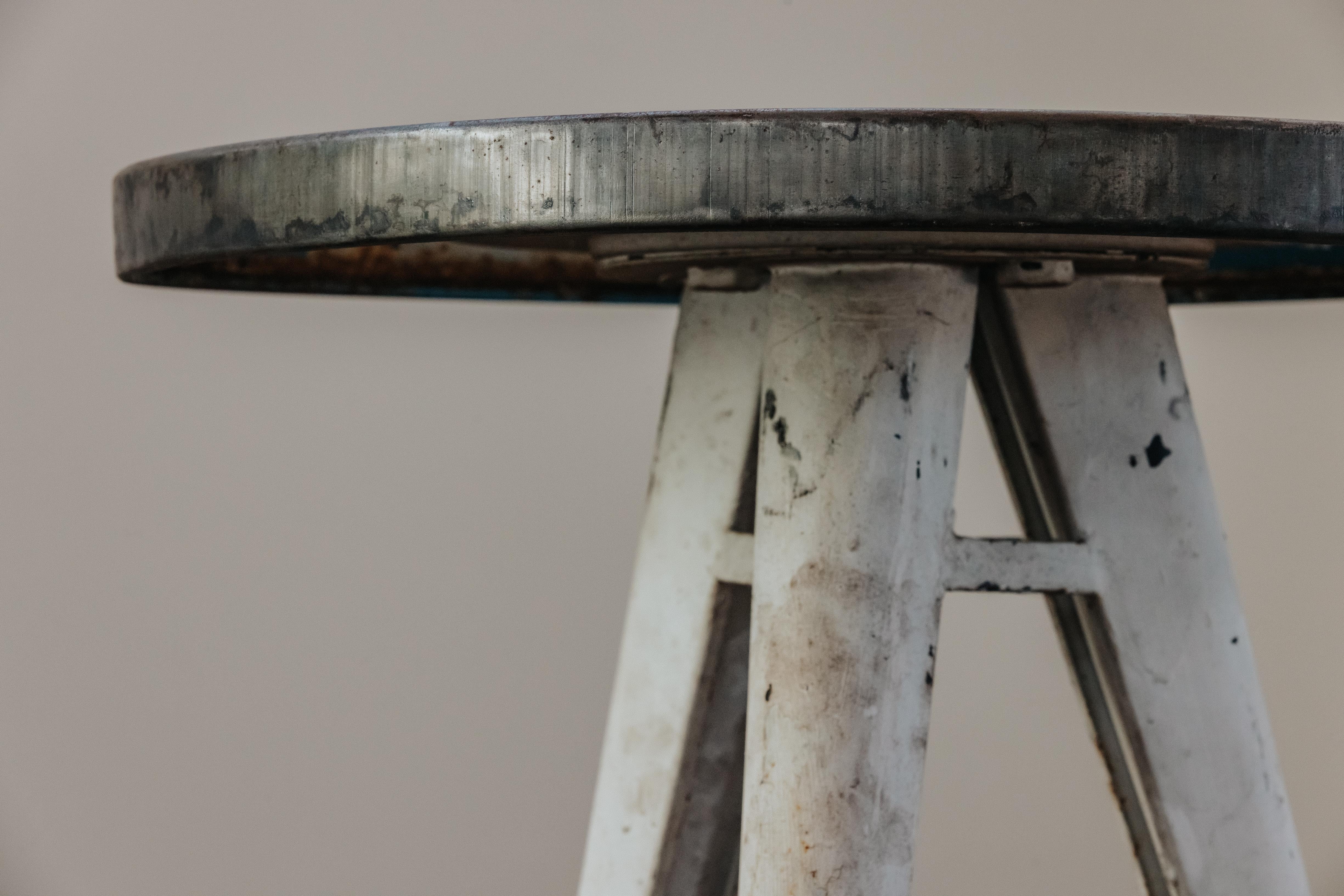 Vintage Metal Tolix Bistro Table From France, Circa 1950 1