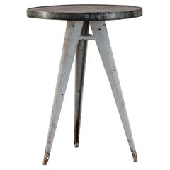 Vintage Metal Tolix Bistro Table From France, Circa 1950