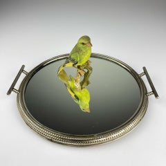 Vintage metal tray with mirror, Italy 1970s