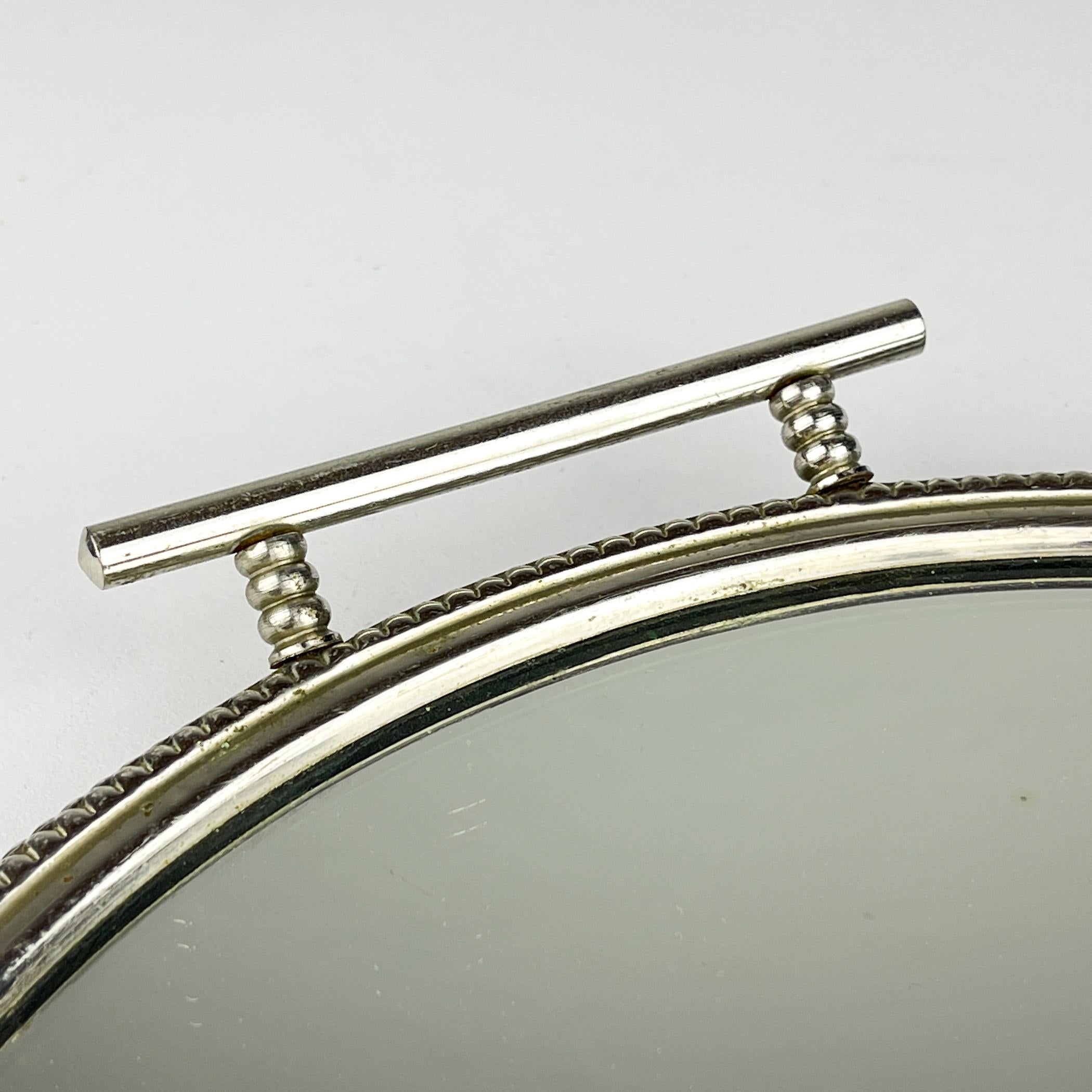 Bandeja vintage de metal con espejo, Italia Años 70 Italiano en venta