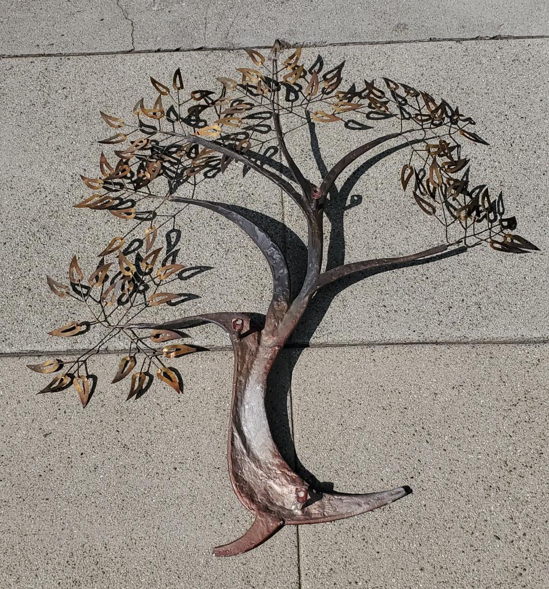 Sculpture murale d'arbre en métal vintage en vente 9