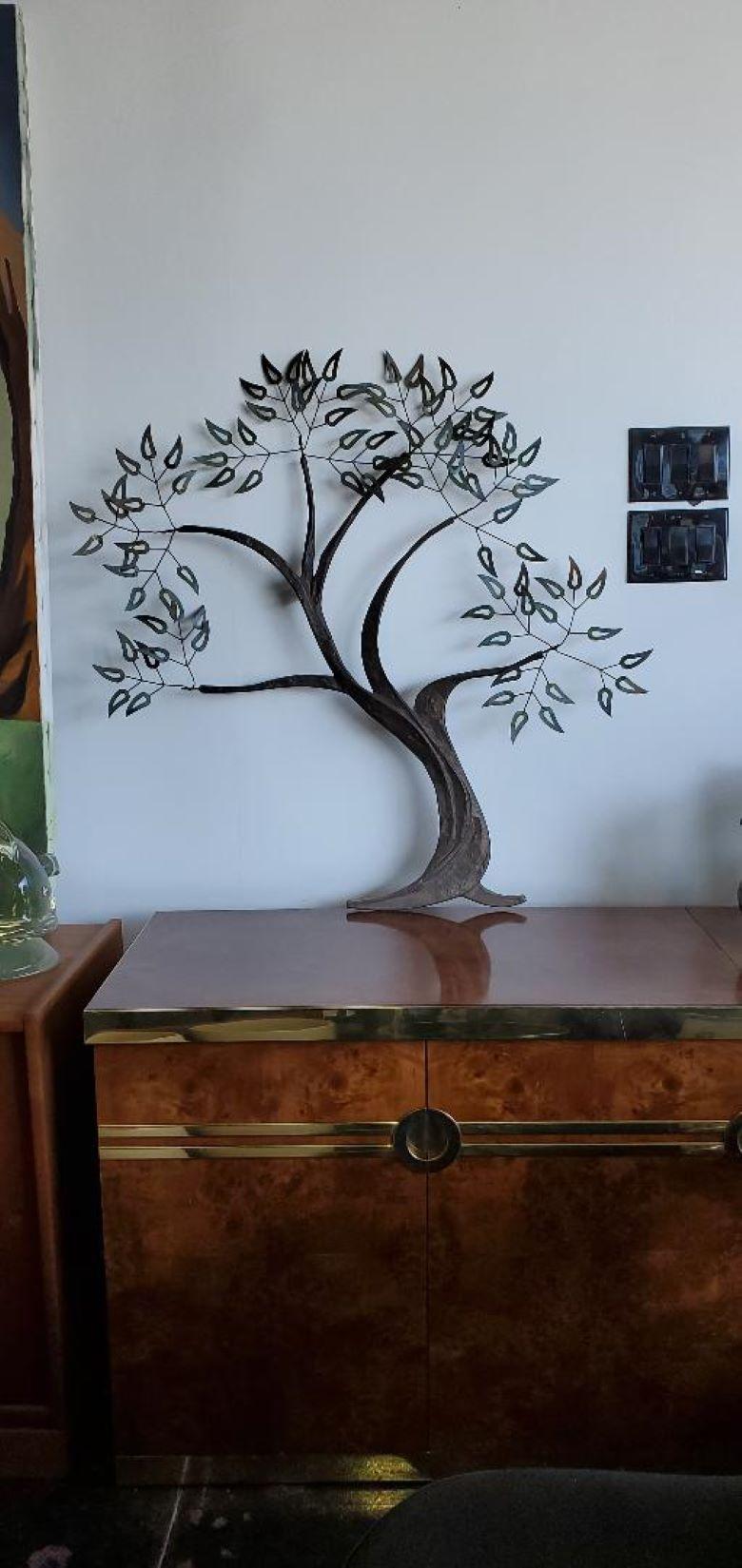 Escultura de pared de árbol de metal vintage en venta 13