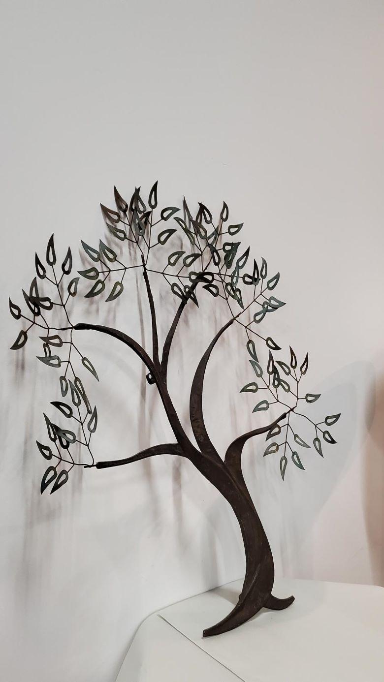 Escultura de pared de árbol de metal vintage Estadounidense en venta