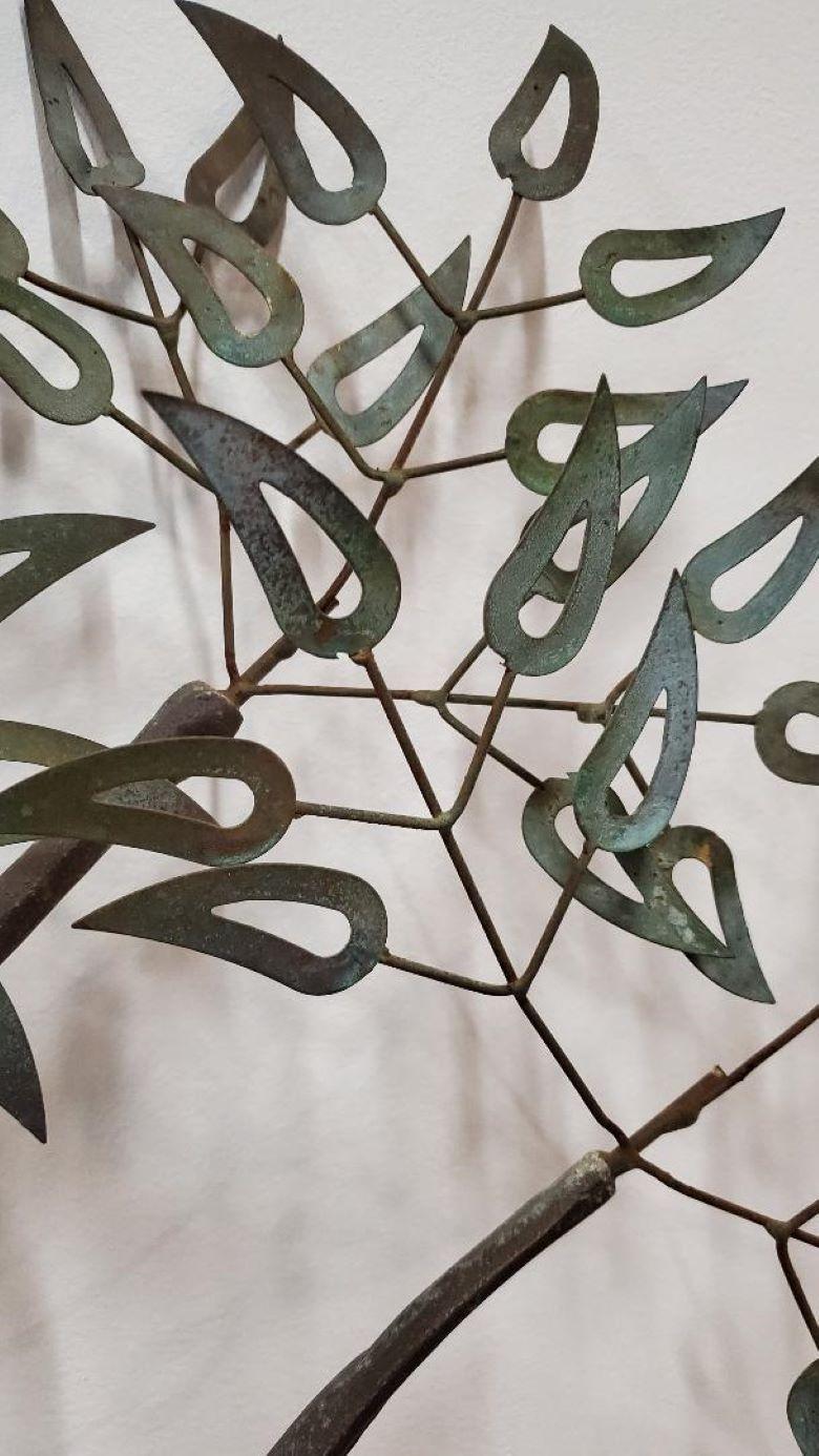 Mid-Century Modern Vintage Metal Tree Wall Sculpture For Sale