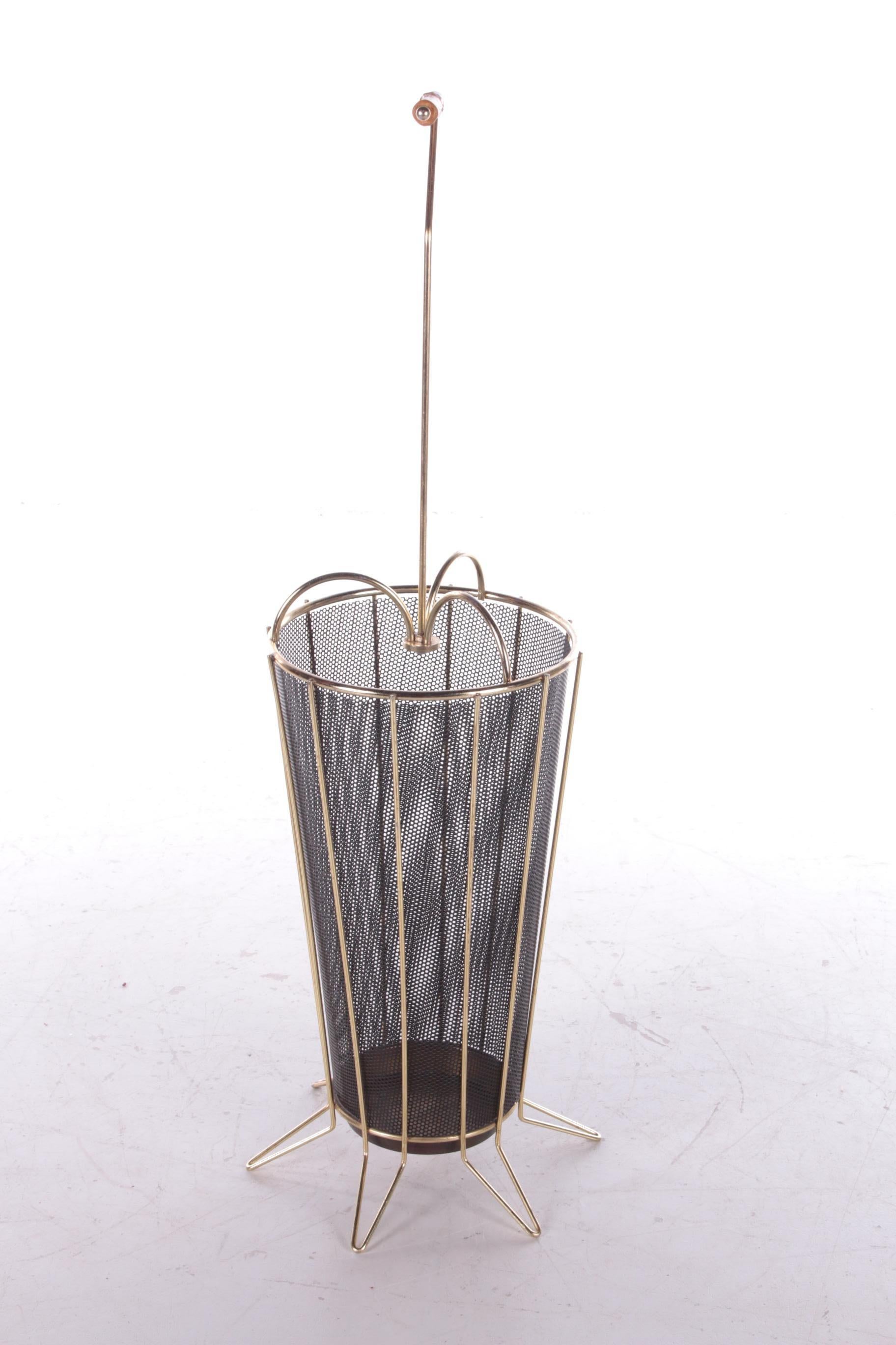 Vintage Metal Umbrella Stand with Bamboo Handle, 1960s 1