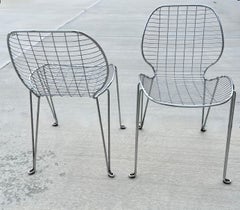 Vintage Metal Wire Chairs With Hairpin Legs - Set of Four