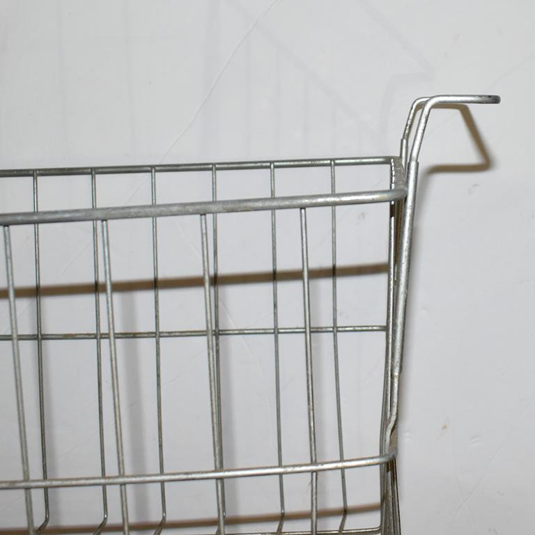 Vintage Metal Wire Locker Basket For Sale at 1stDibs