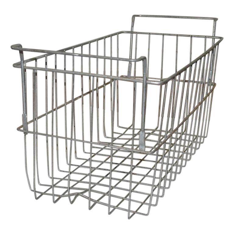 Vintage Metal Wire Locker Basket For Sale at 1stDibs