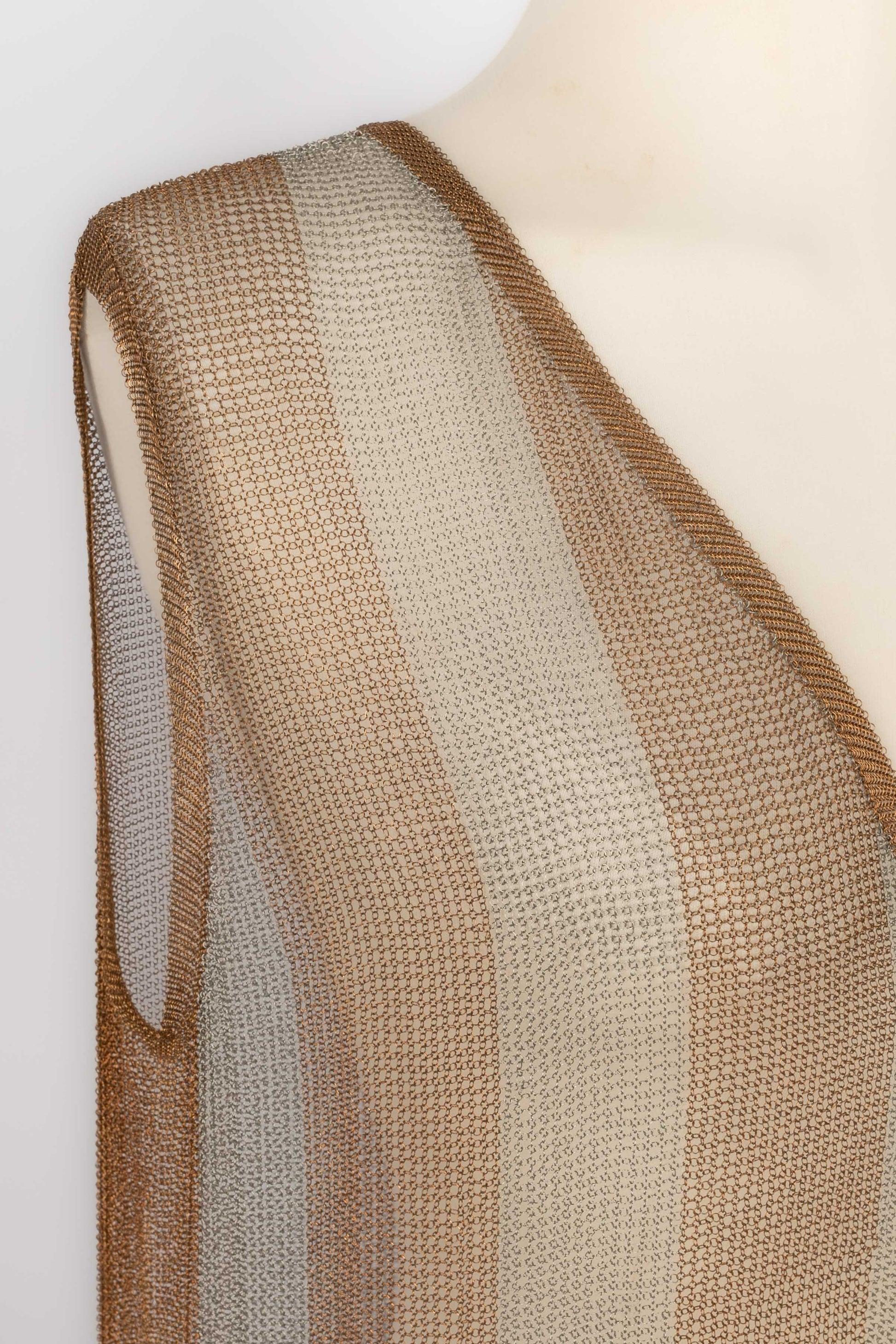 Robe vintage en maille dorée et argentée, années 1925 Pour femmes en vente