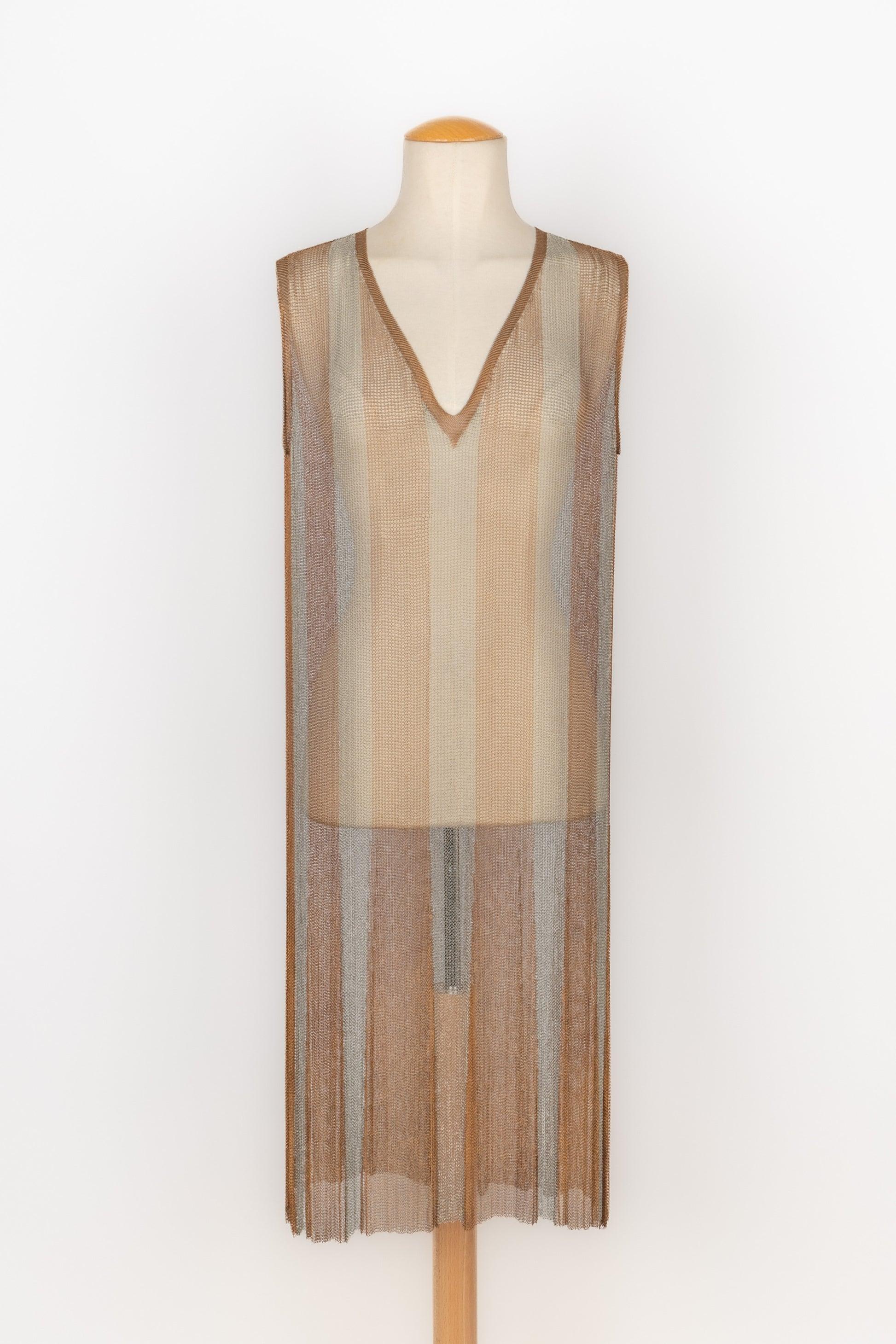 Robe vintage en maille dorée et argentée, années 1925
