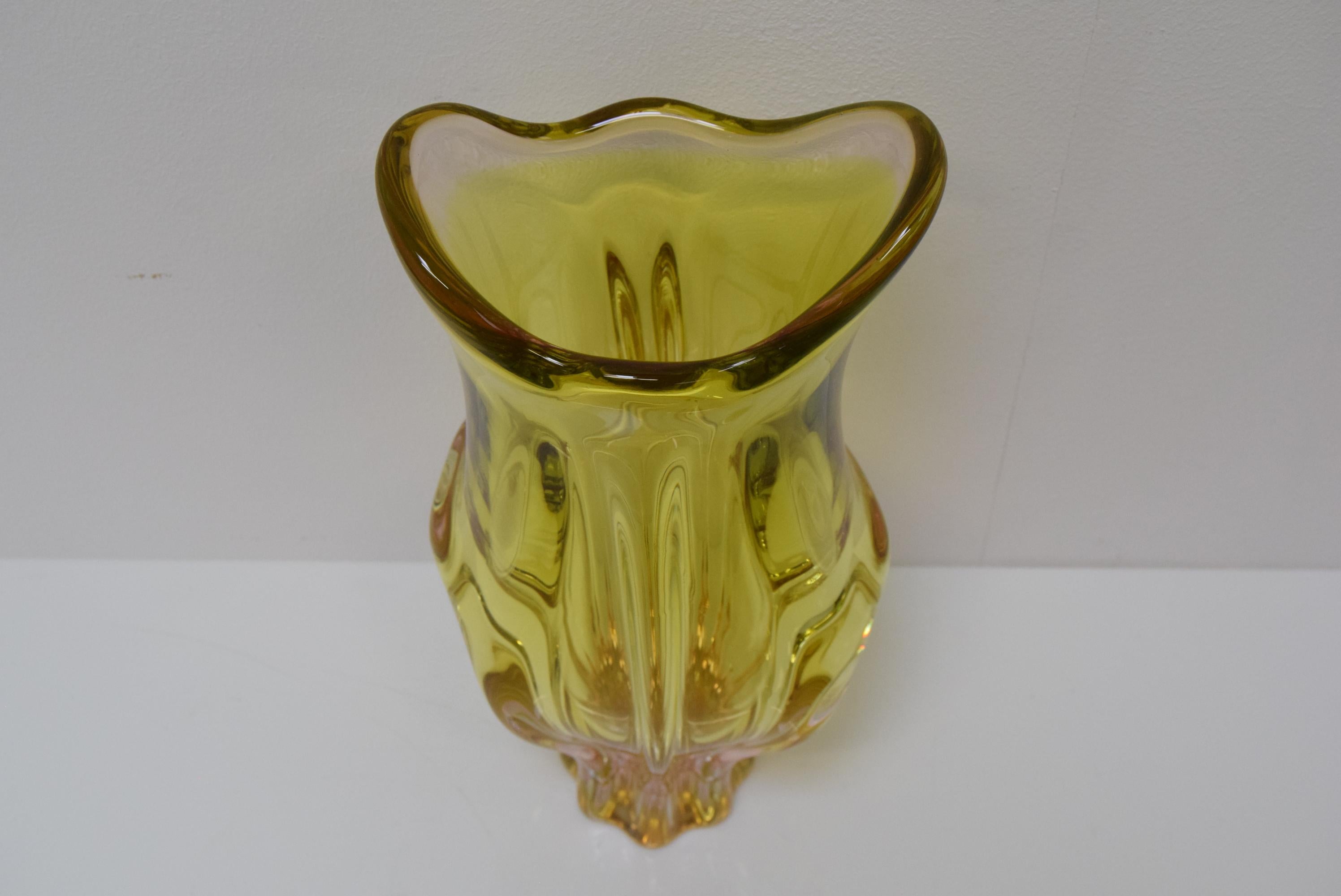 Mid-Century Modern Vintage Metallurgical Glass Vase, Designed by Josef Hospodka for Chribska, 1960s For Sale