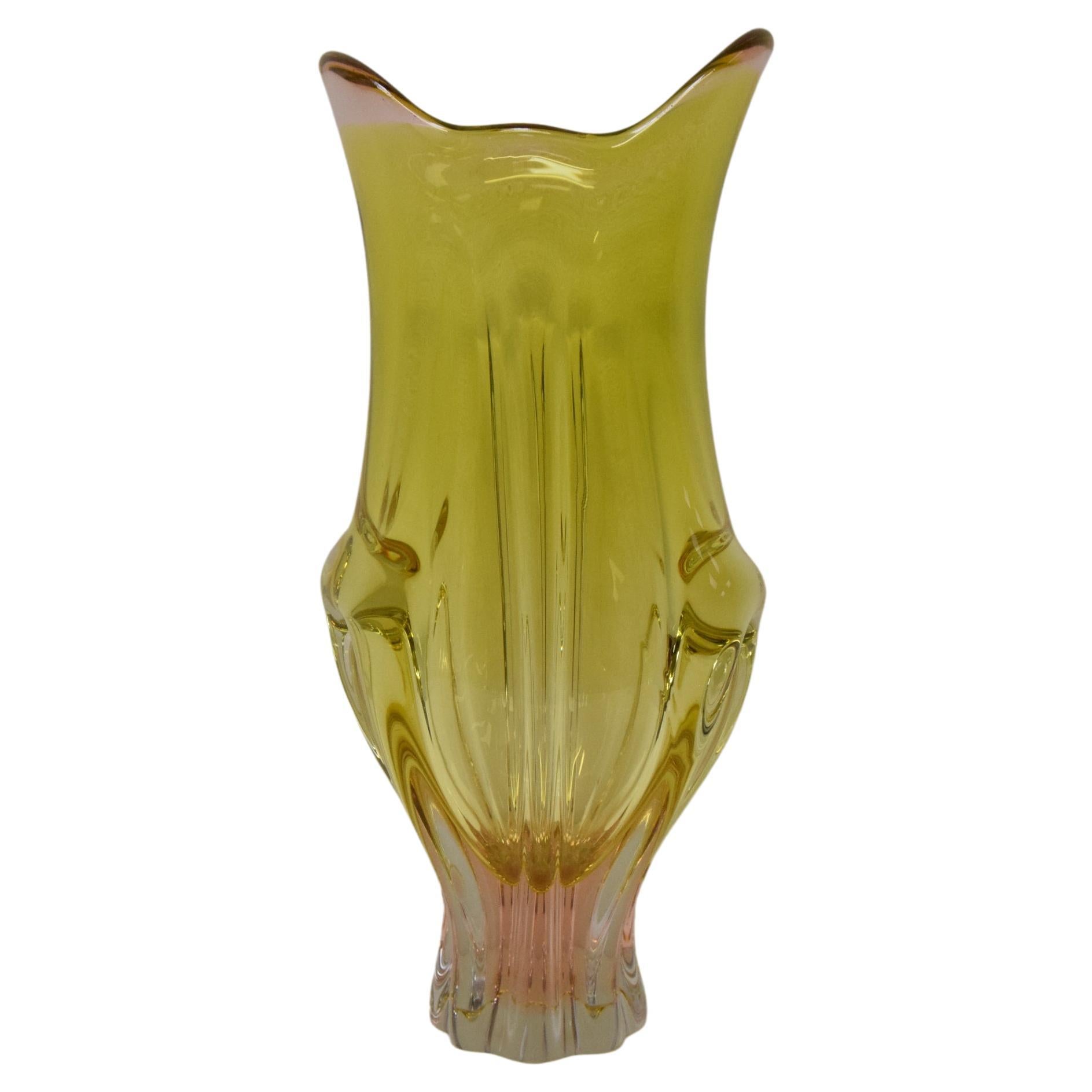 Vintage Metallurgical Glass Vase, Designed by Josef Hospodka for Chribska, 1960s For Sale