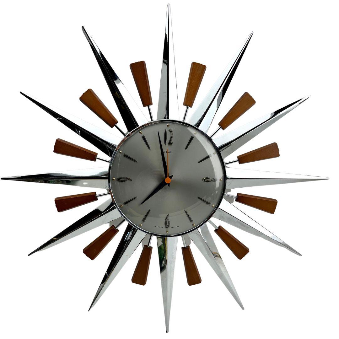 Vintage Metamec Starburst Wall Clock made in England 1970s
Full Working Order.

Please don't hesitate to get in touch with any further questions.  
With Best Wishes, 
Geert
