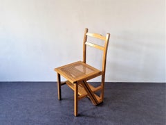 Vintage Metamorphic Step Chair with Wicker Seat