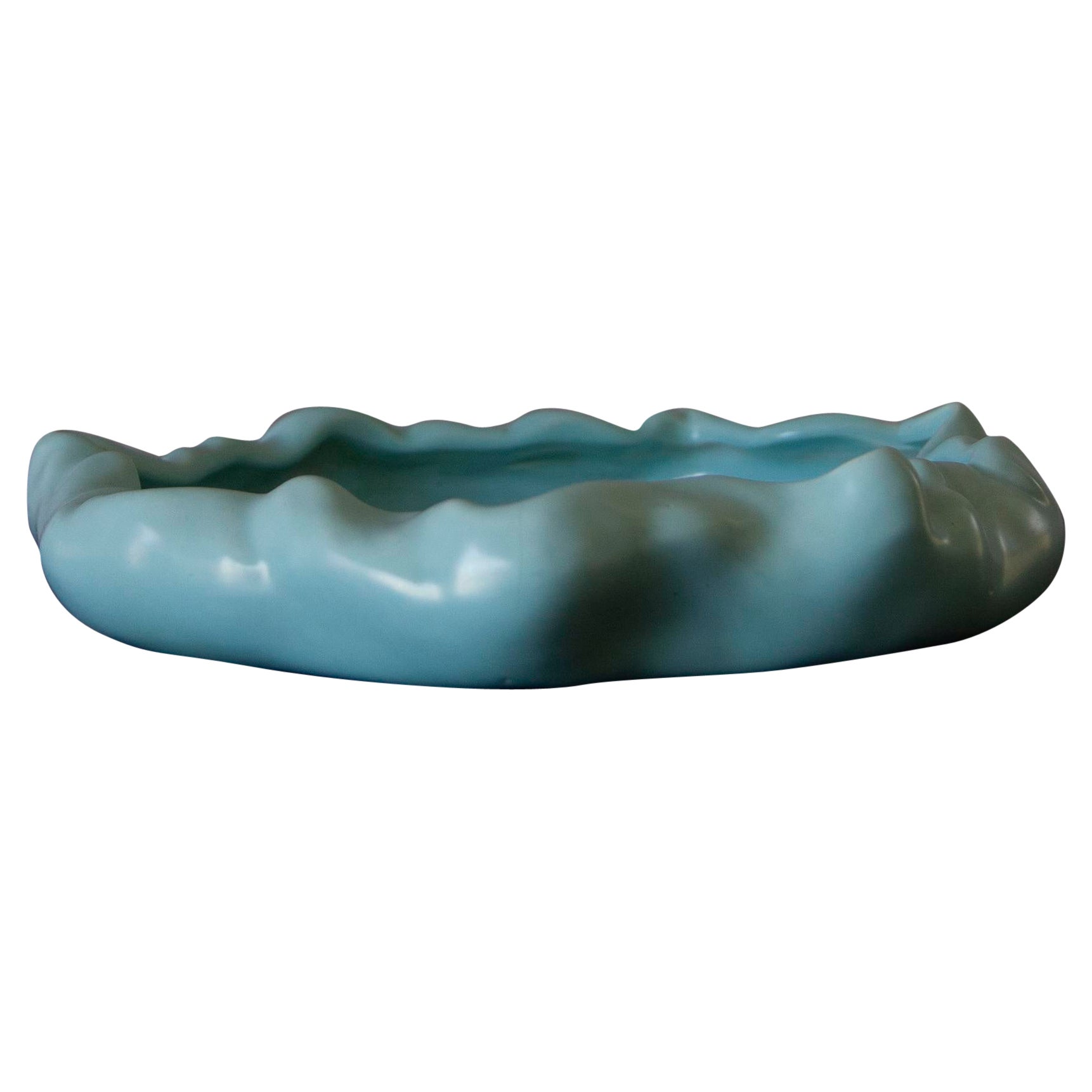 Vintage Metlox PoppyTrail Turquoise Free Form Ruffled Bowl