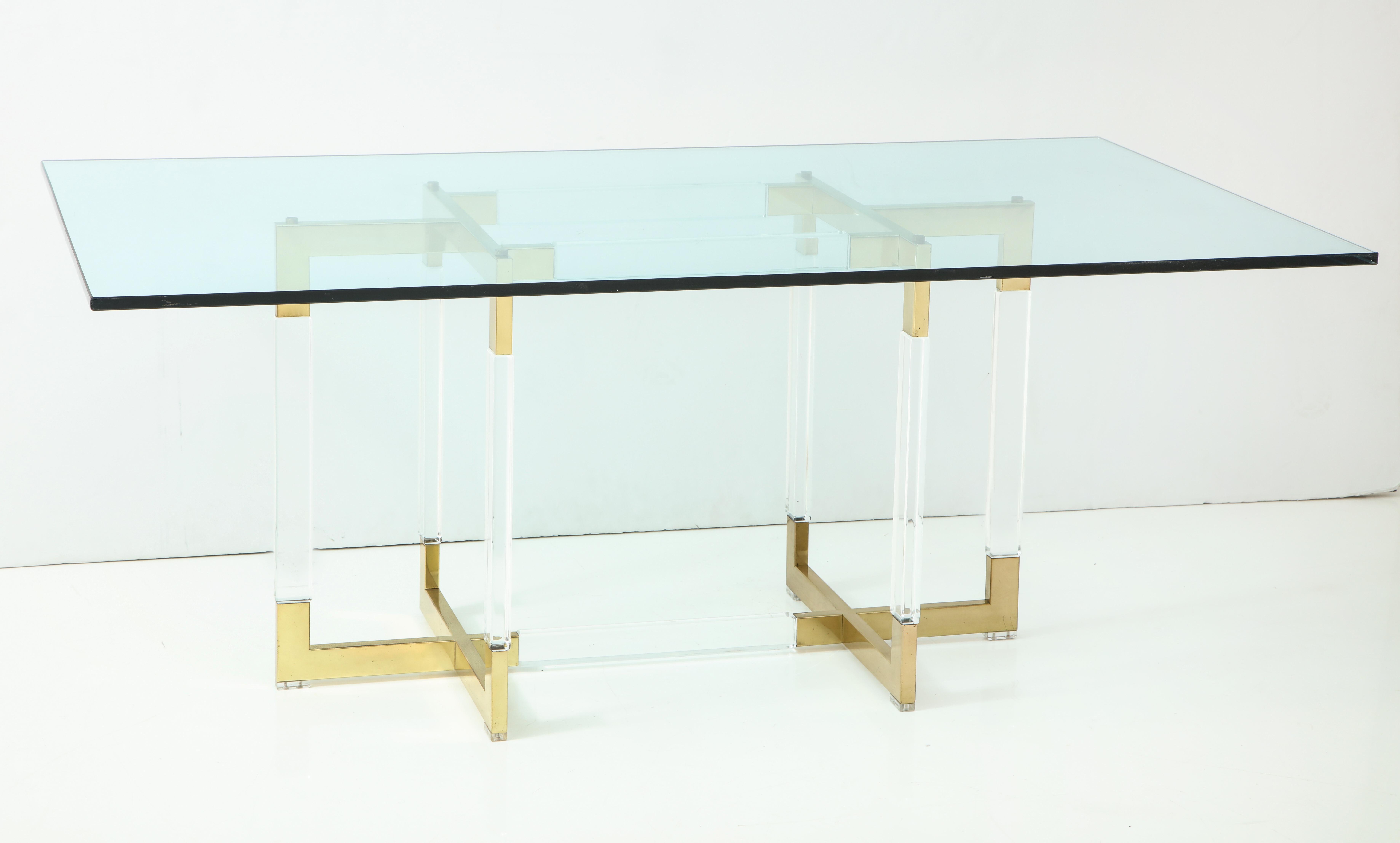 Stunning original vintage Lucite and brass dining table from the 