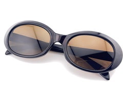 Vintage Metzler Oval Depp Brown & Black Sunglasses Made in Germany 1970's