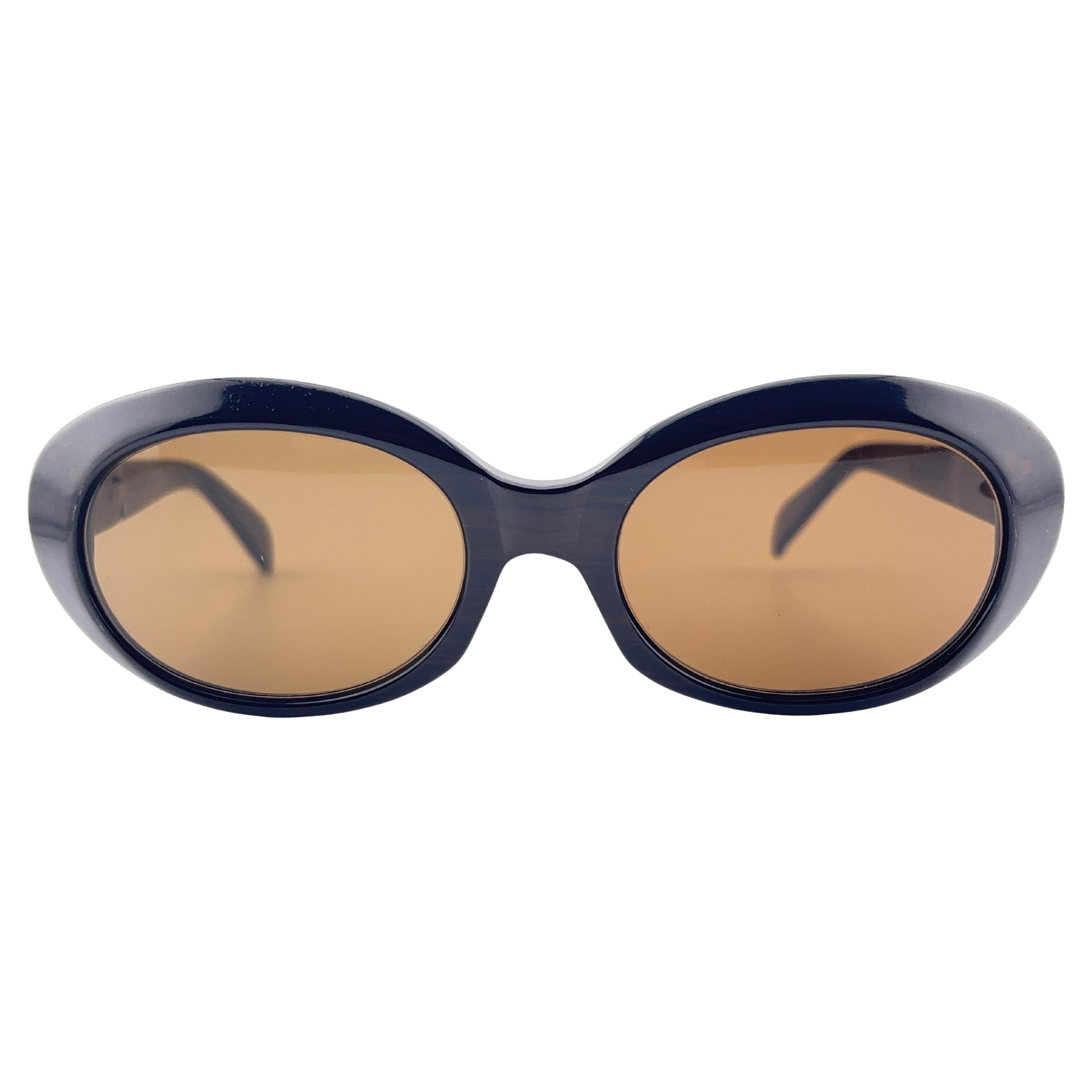 Vintage Metzler Oval Depp Braun 
Schwarz Sonnenbrille Made in Germany 1970er Jahre im Angebot