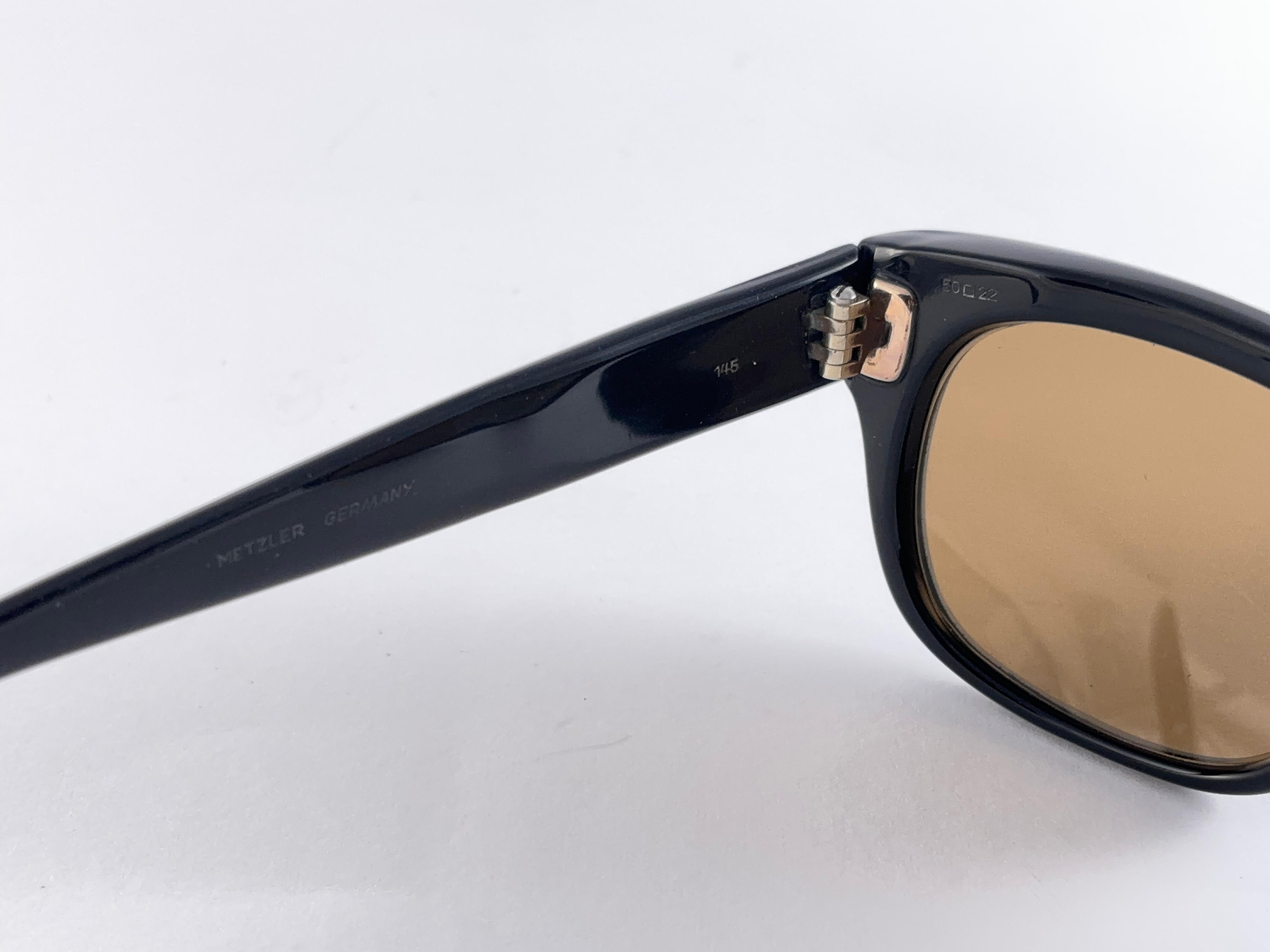 Women's Vintage Metzler Robust Black Frame Sunglasses Made in Germany 1970's For Sale