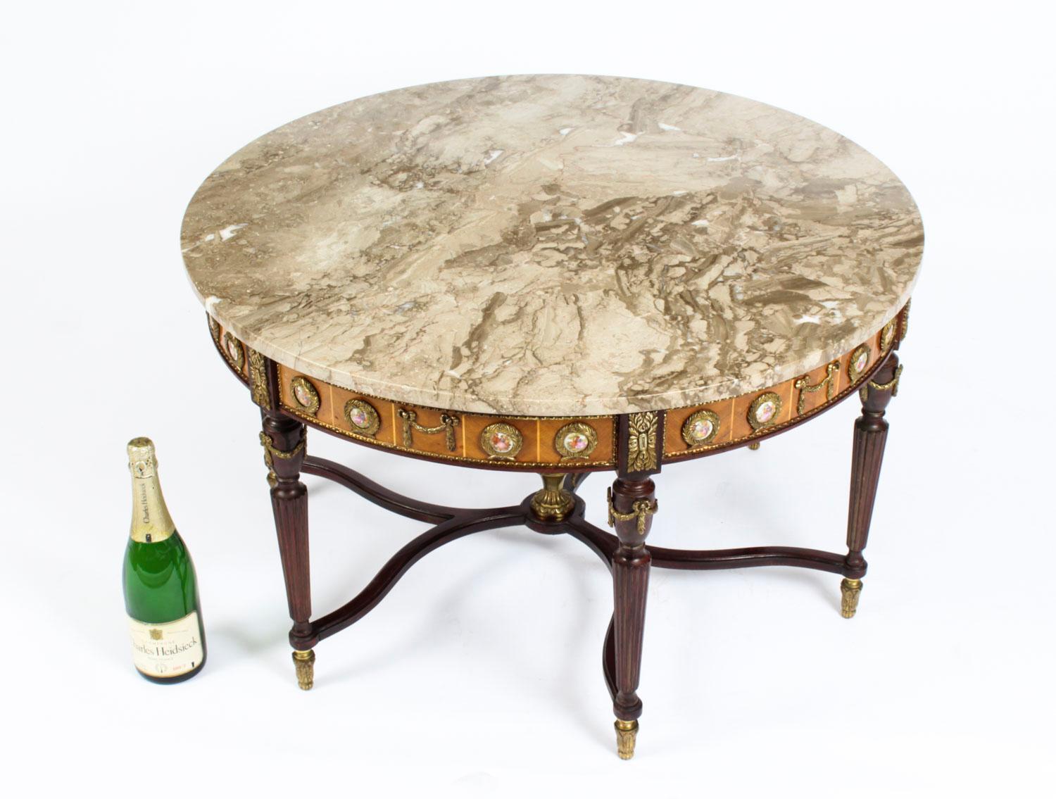 Vintage Meuble Francais Ormolu Mounted Marble Top, Mid-20th Century 8