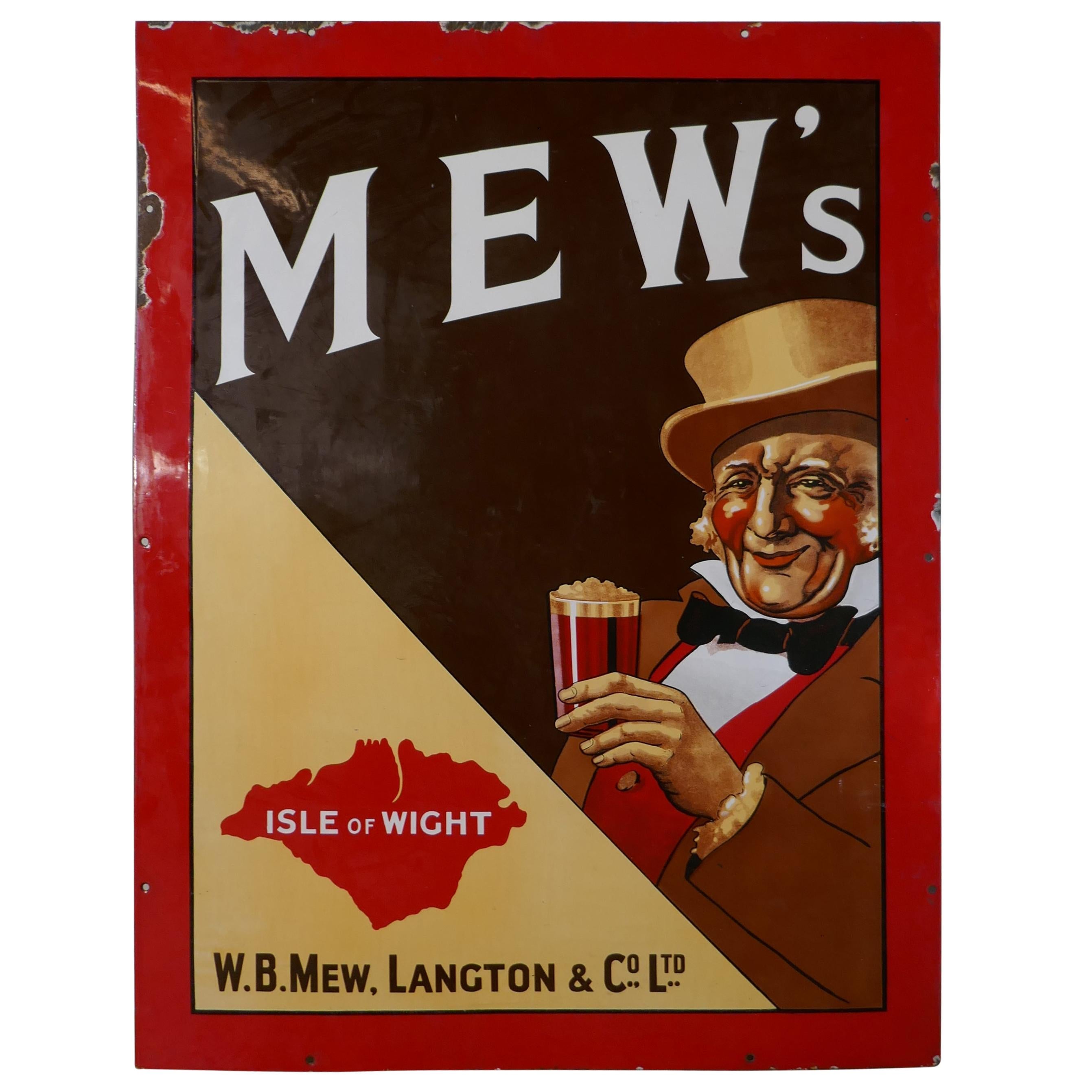 Vintage Mew Langton Original English Pub Sign, Jolly Dandy and his Pint