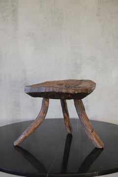 Vintage Mexican 3 legs Primitive Mesquite Stool