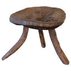 Sgabello messicano vintage a 3 gambe Primitive Mesquite