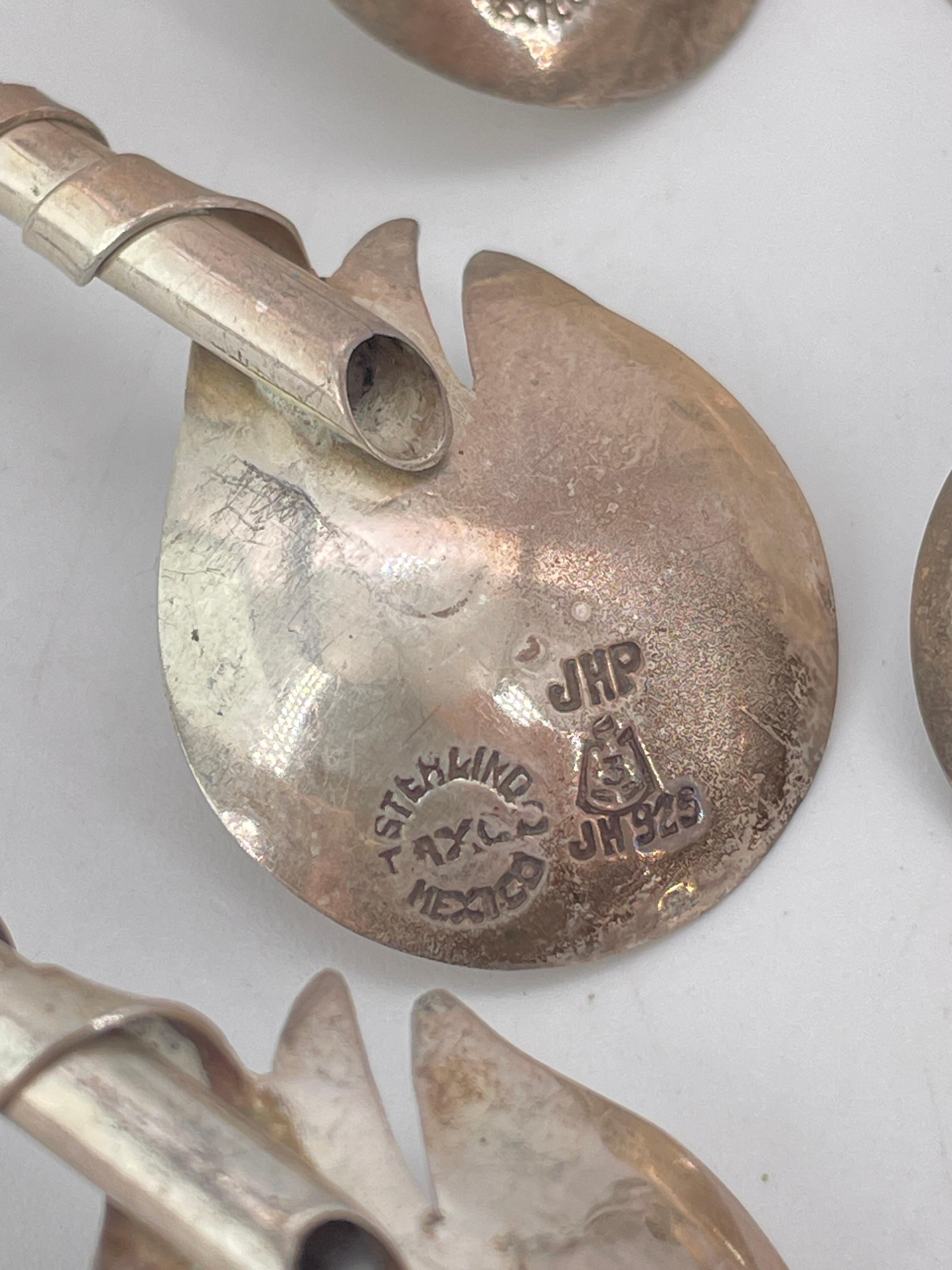 Vintage Mexican 925 Sterling Silver Swan Sipper Straws Mid-Century Drink Stir en vente 4