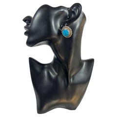 Vintage Mexican 925 Sterling Silver Turquoise Clip on Earrings