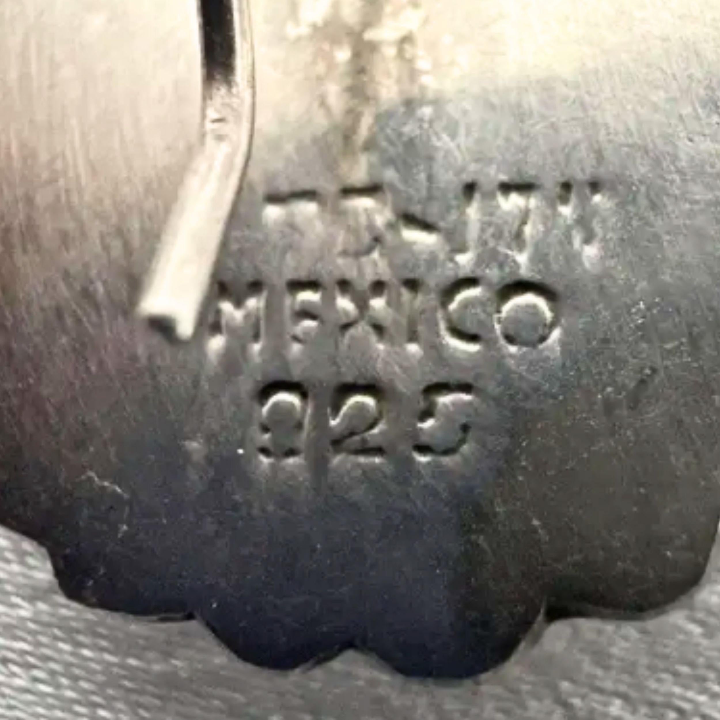 Pendientes vintage mexicanos de plata de ley 925 con turquesa de clip en venta 2