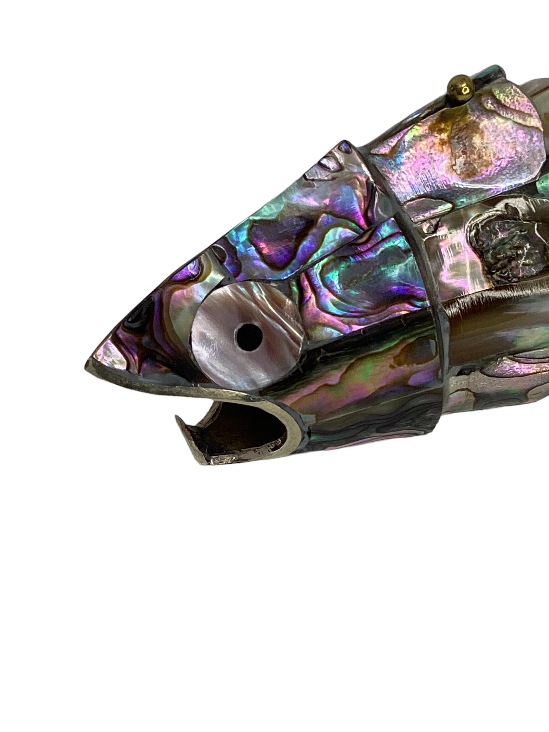 Mid-Century Modern Vintage Mexican Articulated Abalone Fish Bottle Opener