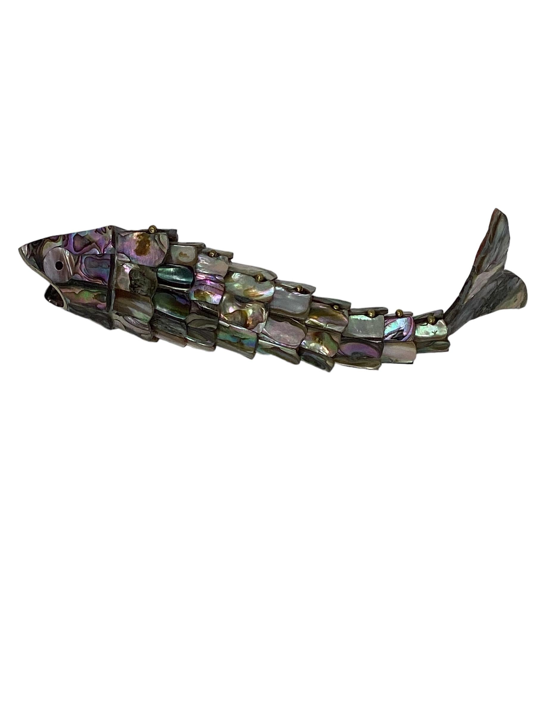 Bronze Ouvre-bouteille vintage mexicain en forme de poisson en ormeau articulé