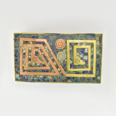 Vintage Mexican Box with Stone Mosaic Copper Silver & Brass Details Taxco