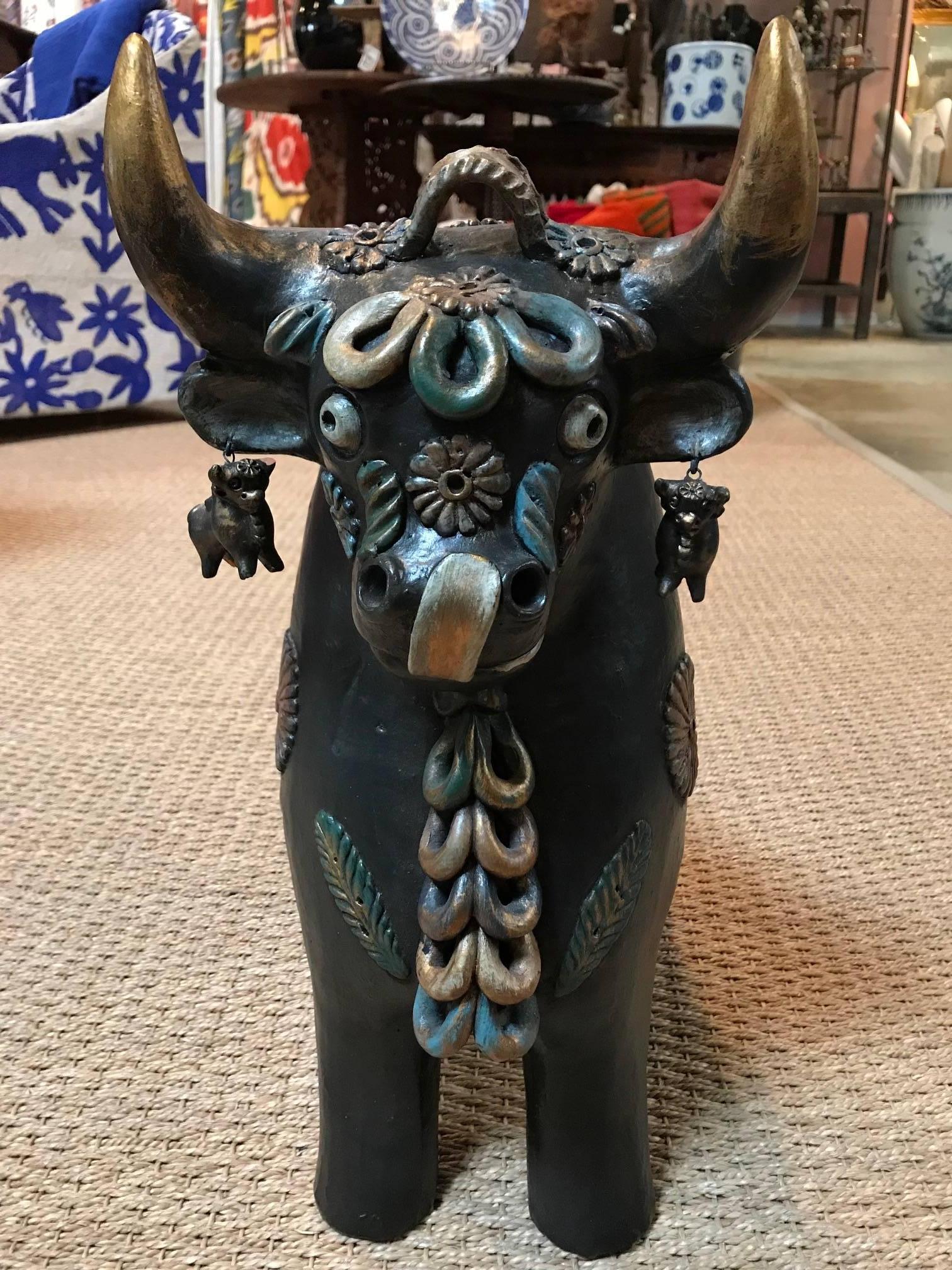 Mexican vintage Folk Art bull.