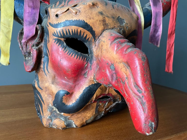 Vintage Mexican Ceremonial Folk Art Mask at 1stDibs