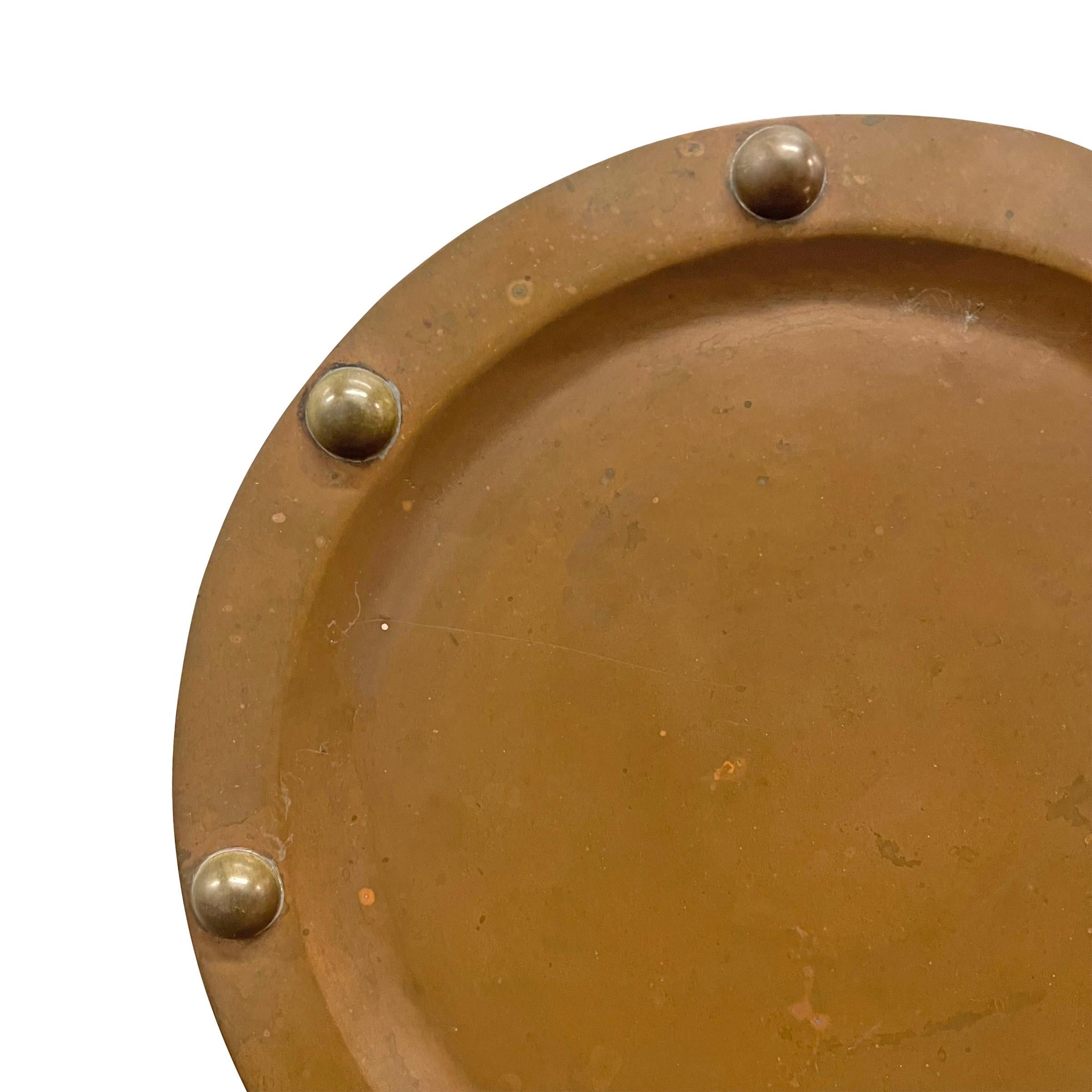 20th Century Vintage Mexican Copper and Brass Riveted Tray For Sale
