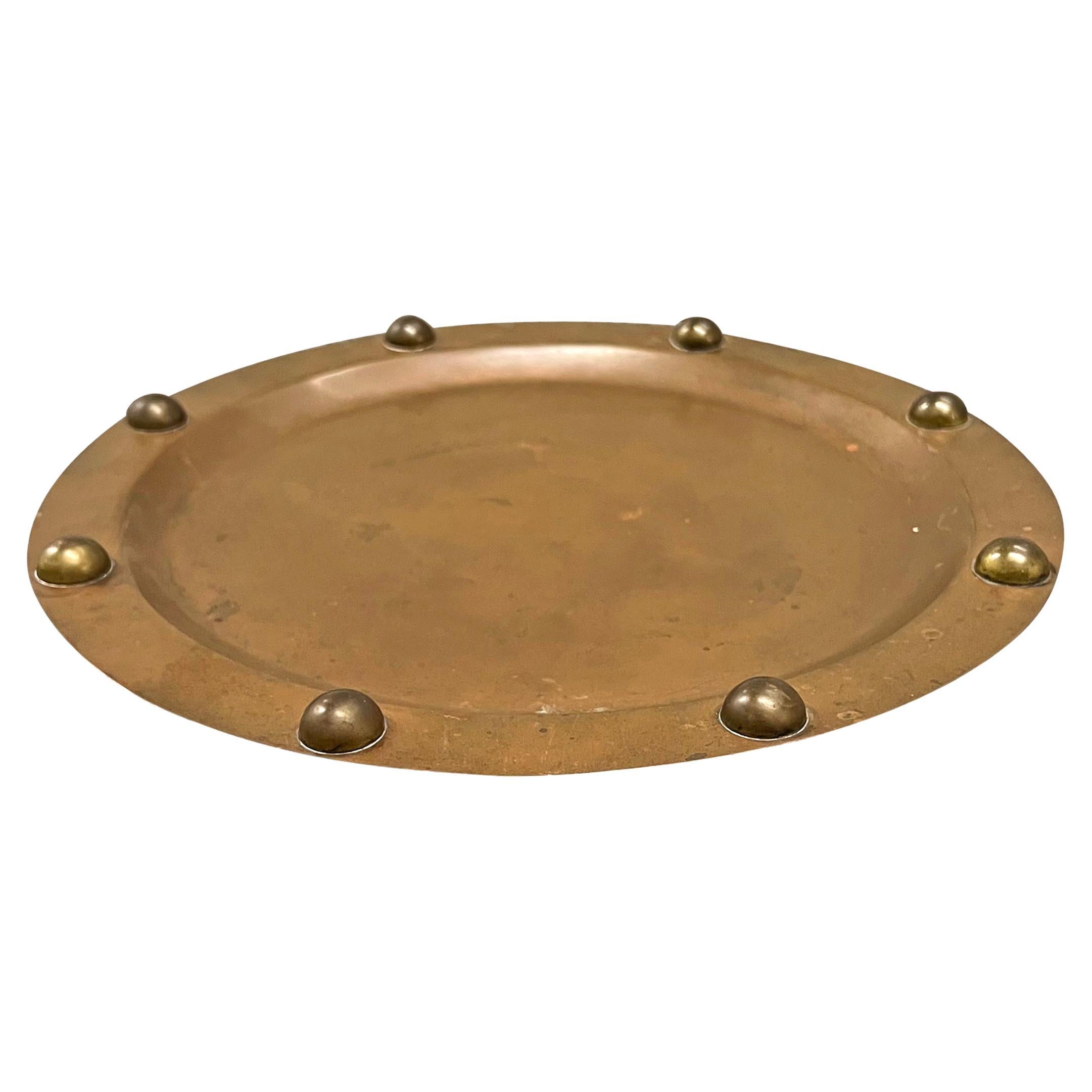 Vintage Mexican Copper and Brass Riveted Tray For Sale