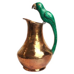 Vintage Mexican Copper Parrot Pitcher by Alfredo Villasana Taxco