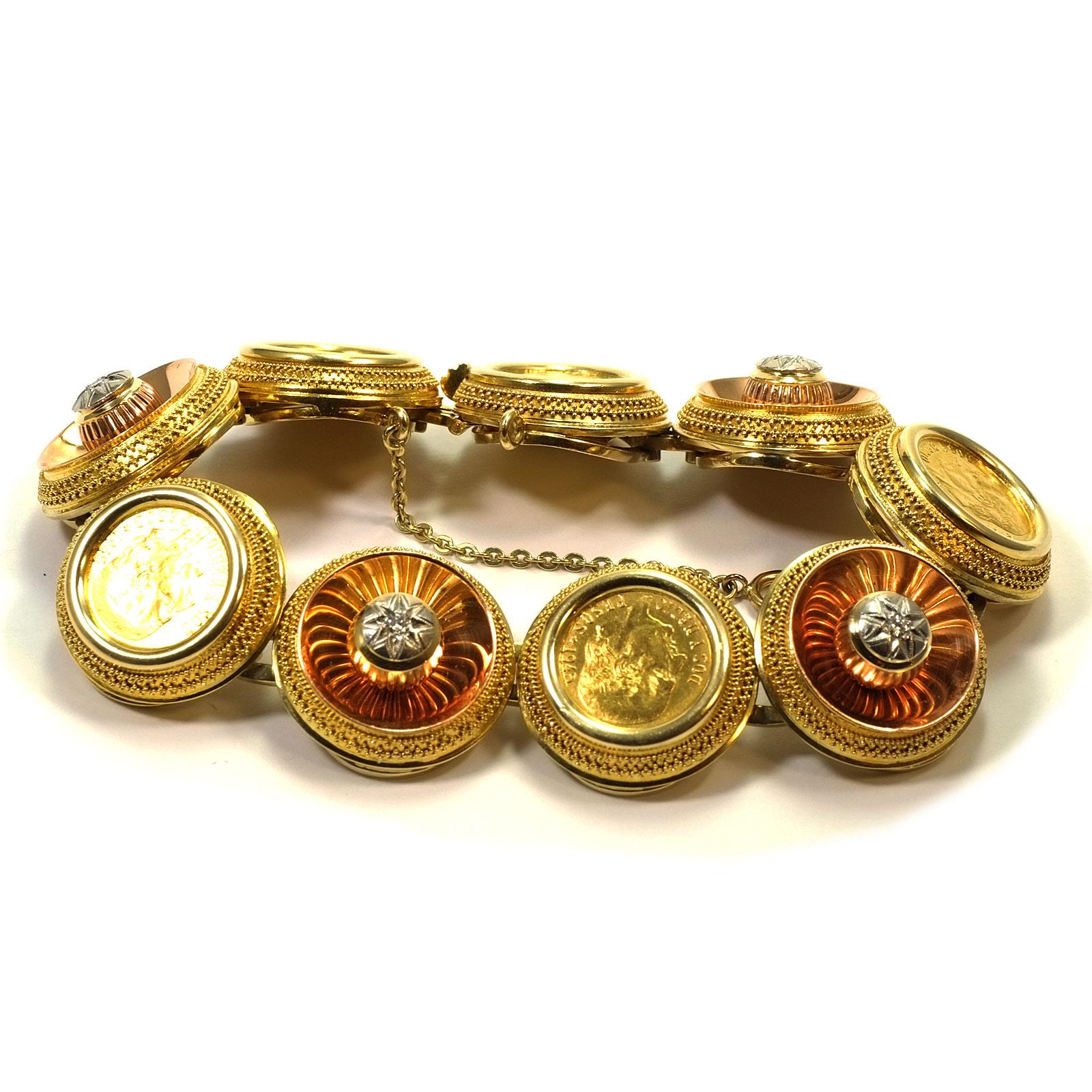 mexican gold coin bracelet