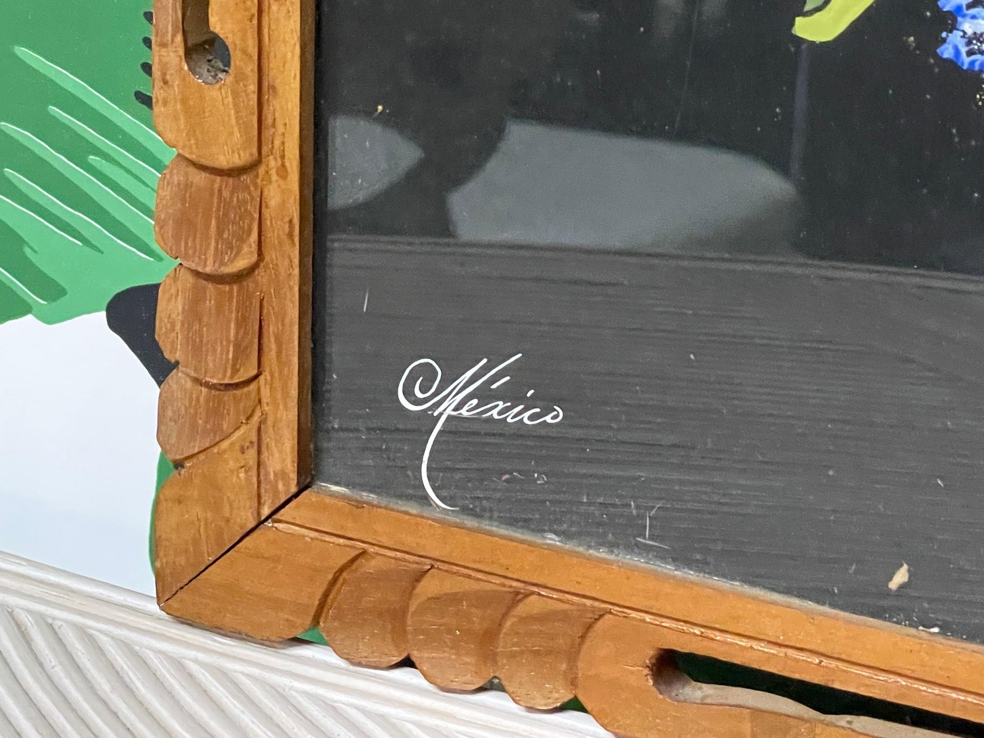 Vintage Mexican Feathercraft Framed Bird Feather Art, A Pair 1