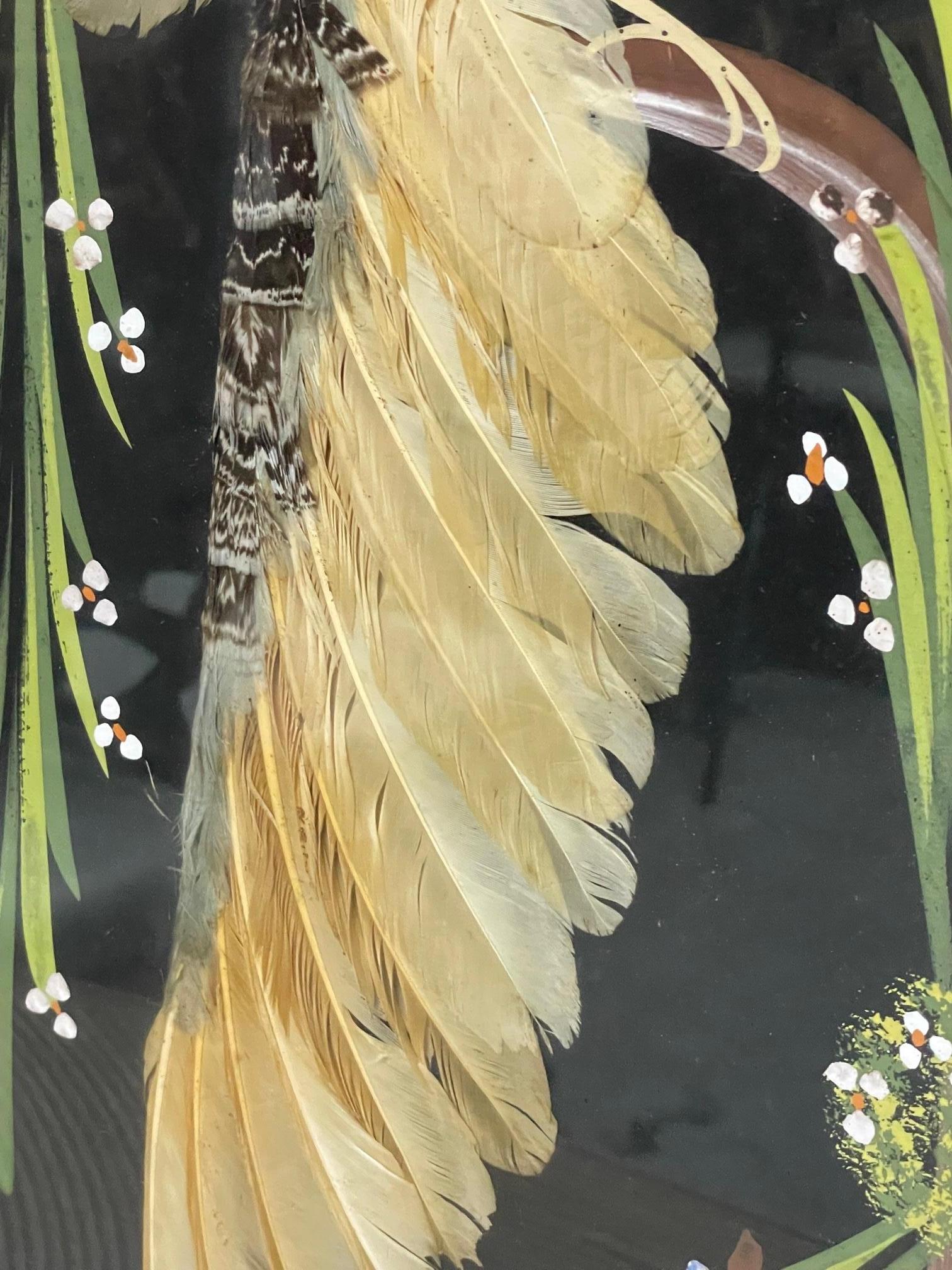 Mid-20th Century Vintage Mexican Feathercraft Framed Bird Feather Art, A Pair