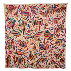 Vintage Mexican Folk Art Embroidery , Otomi, 20th c.