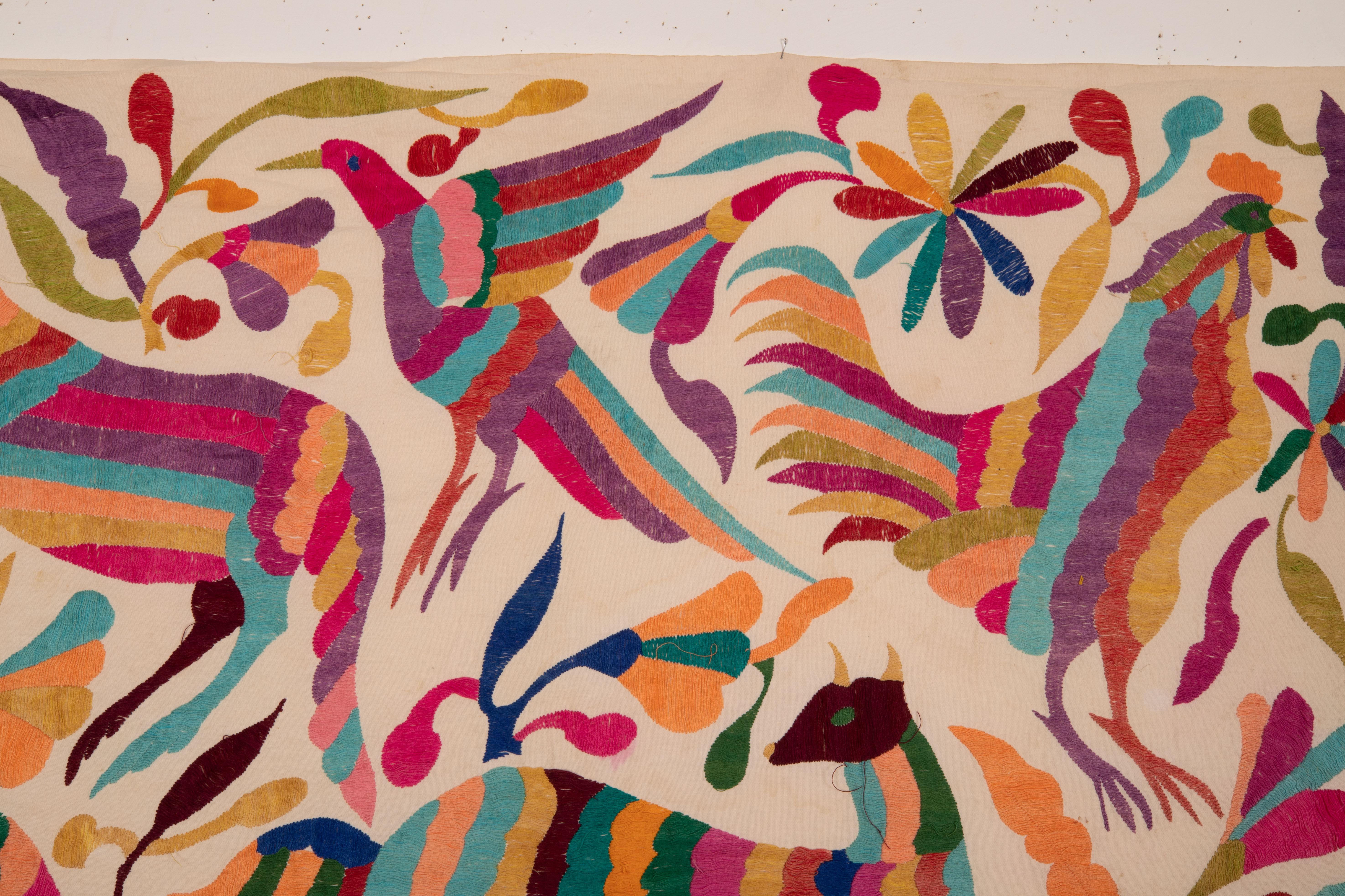 Vintage Mexican Folk Art Embroidery , Otomi, 20th c. 1