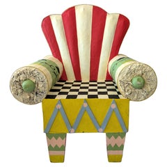 Fauteuil mexicain vintage en papier mache des années 1980, art populaire postmoderne