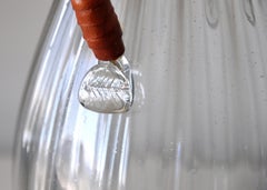 Mexikanische Vintage-Vase aus Glas und Leder