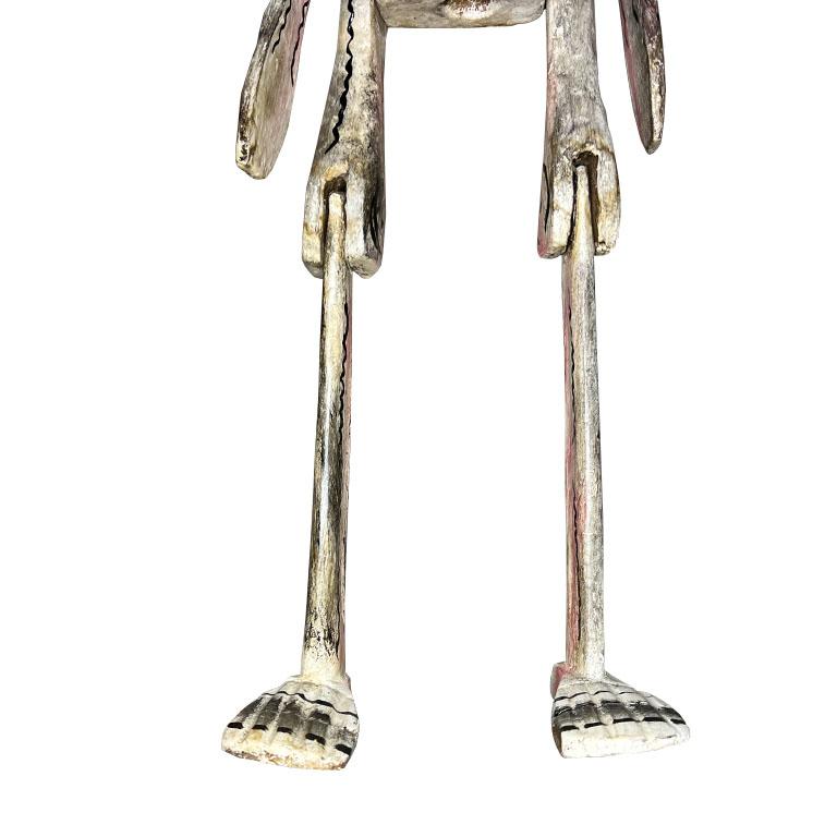 Figurilla de esqueleto articulado vintage mexicana hecha a mano en madera pintada siglo XX