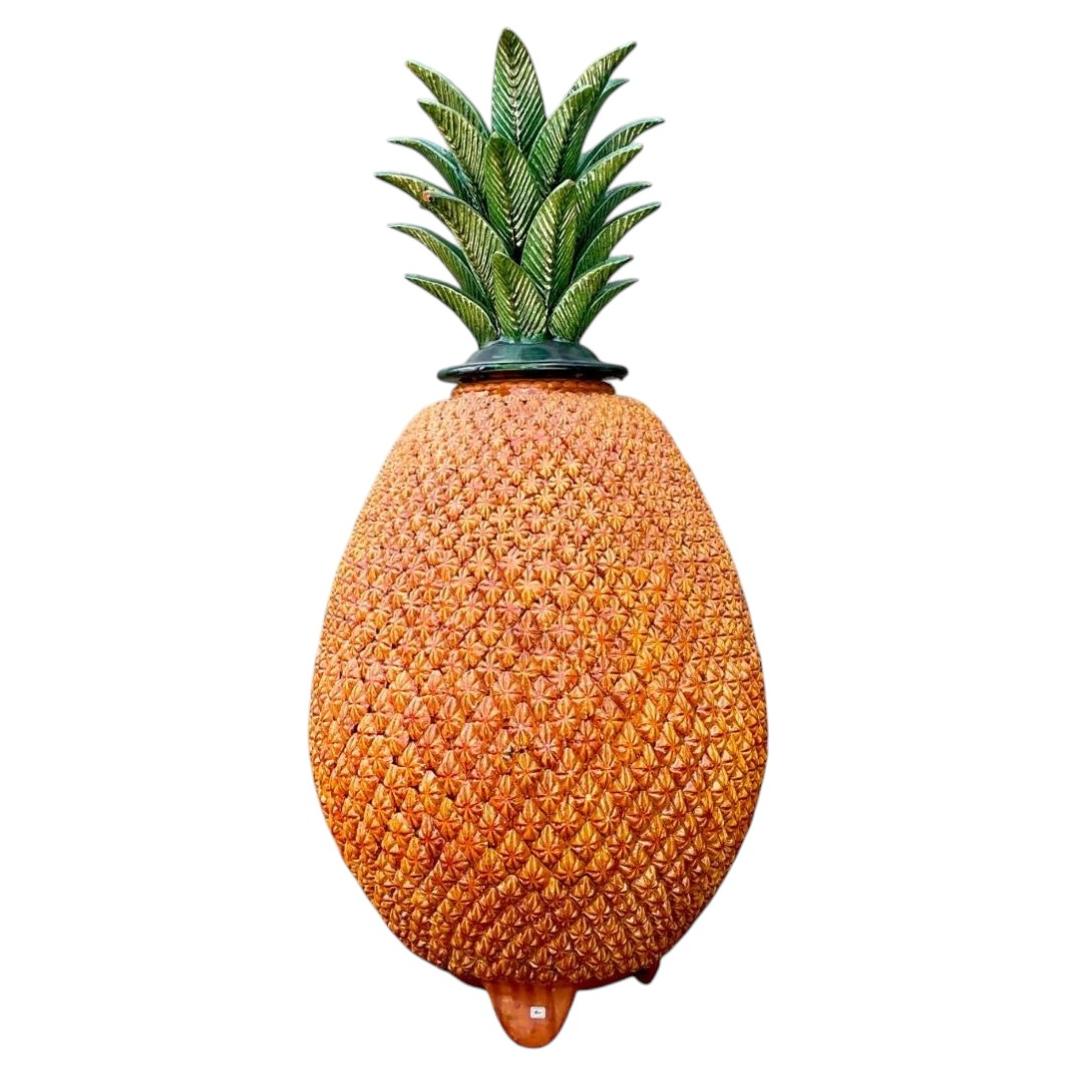 Vintage Mexican Hilario Alejo Madrigal Glazed Terracotta Pineapple