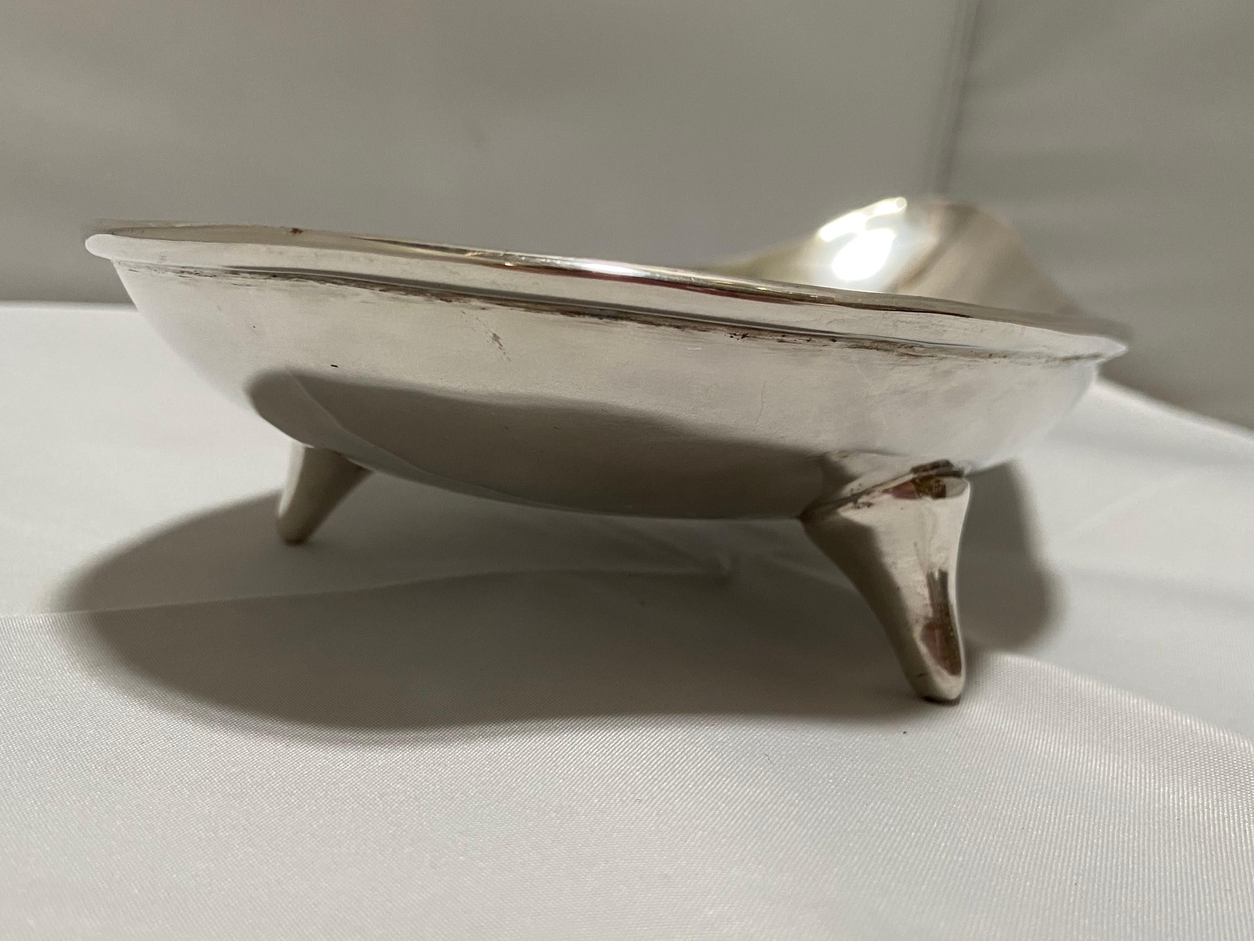 Vintage Mexican Mid-Century Modern Sterling Silver Footed Bowl or Dish by Zurita For Sale 5