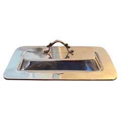 Vintage Mexican Modern Sterling Silver Covered Butter Dish